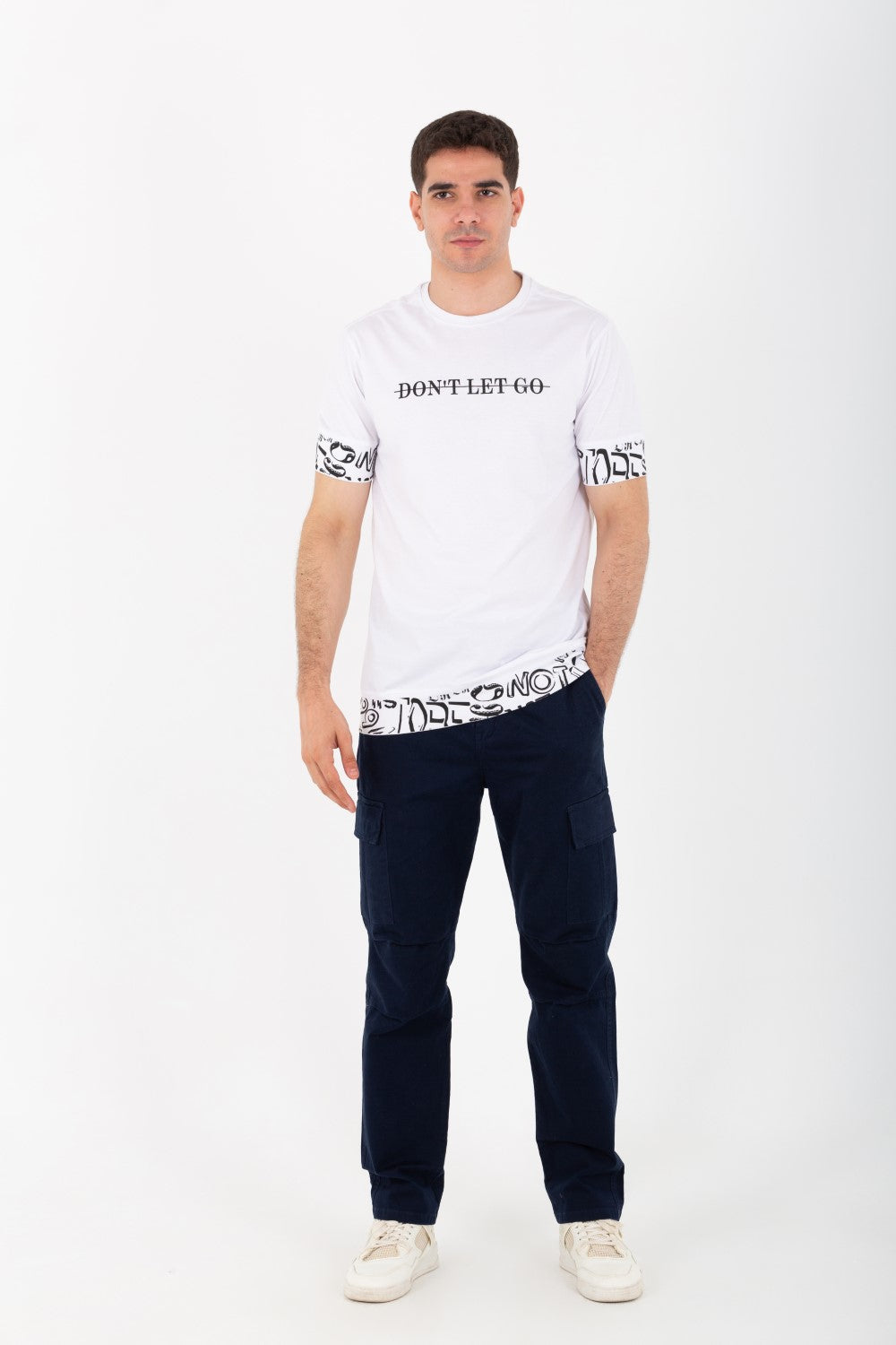 Mens Oversize Round Neck T-shirt With Don't Let Go Print