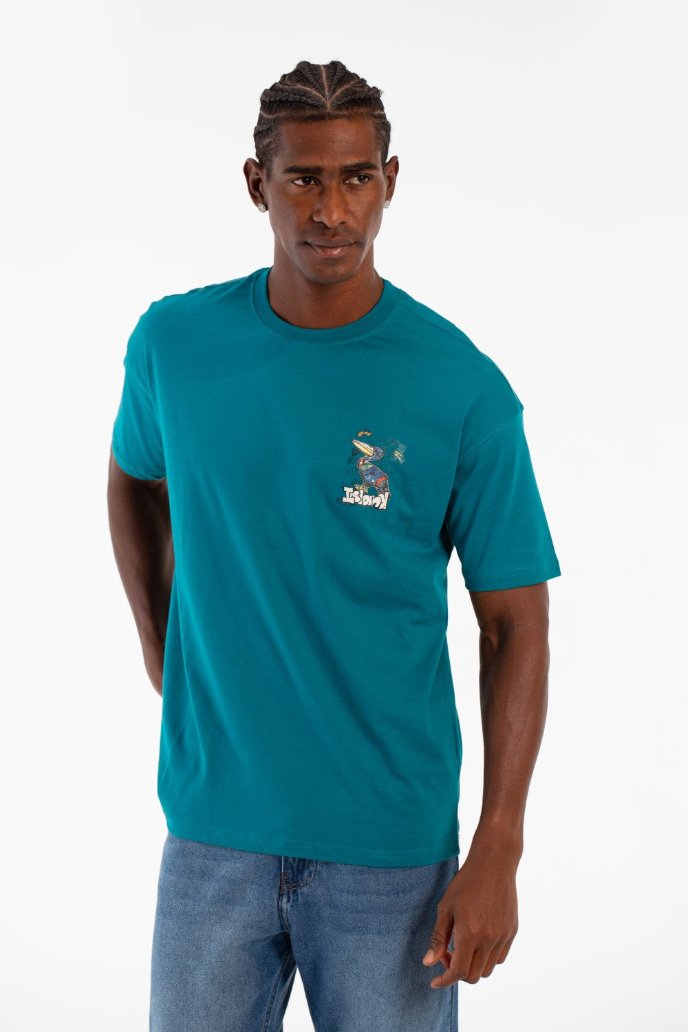 Men's Regular Fit Half Sleeves Crew Neck T-shirt With Front And Back Print