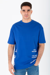 Men's Oversize Round Neck T-shirt With A Print On The Front And Back Made Of Summer Melton Material