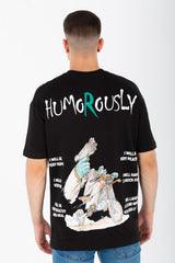 Men's Oversize Round Neck T-shirt With A Print On The Front And Back Made Of Summer Melton Material