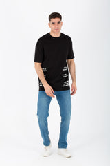 Men's Oversize Round Neck T-shirt With A Print On The Front And Back Made Of Summer Melton Material