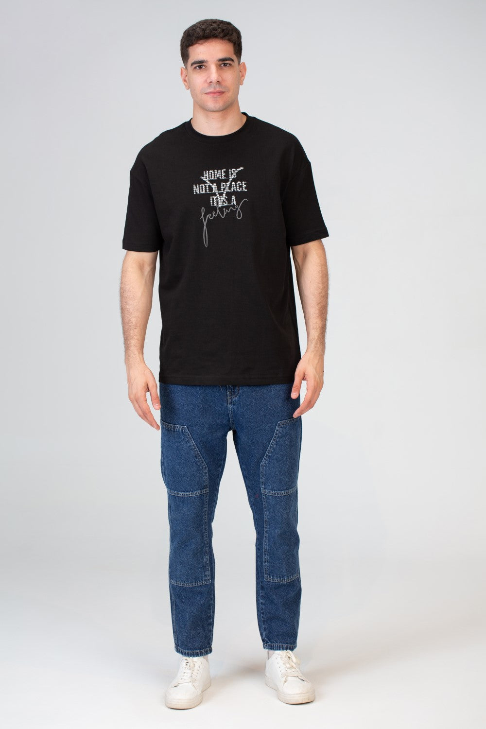 Mens Over Size Half Sleeved T-shirt With A Round Neck And Melton Material