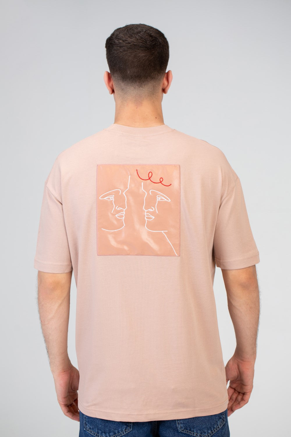 Mens Over Size Half Sleeved T-shirt With A Round Neck And Melton Material