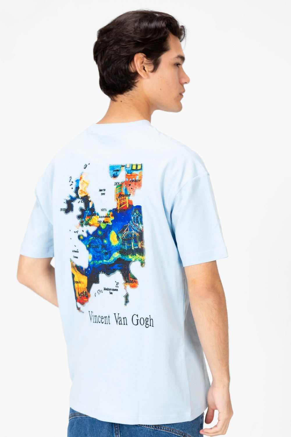 Men's Van Gogh Print Oversized Half Sleeve T-Shirt