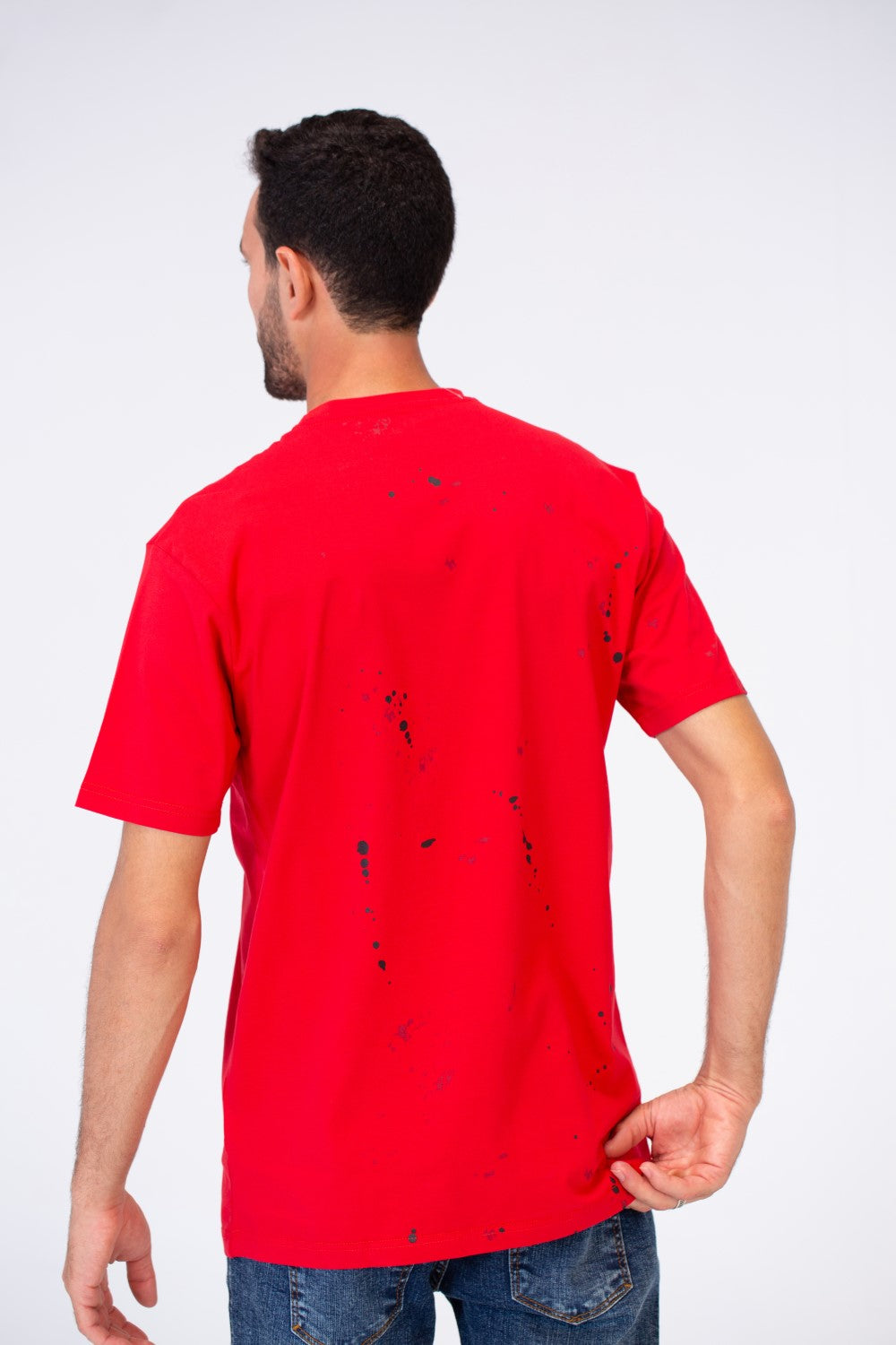 Mens Round Print Slim Fit Casual Short Sleeve T-Shirt