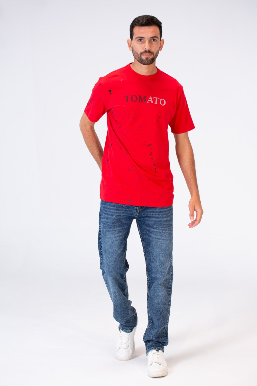 Mens Round Print Slim Fit Casual Short Sleeve T-Shirt
