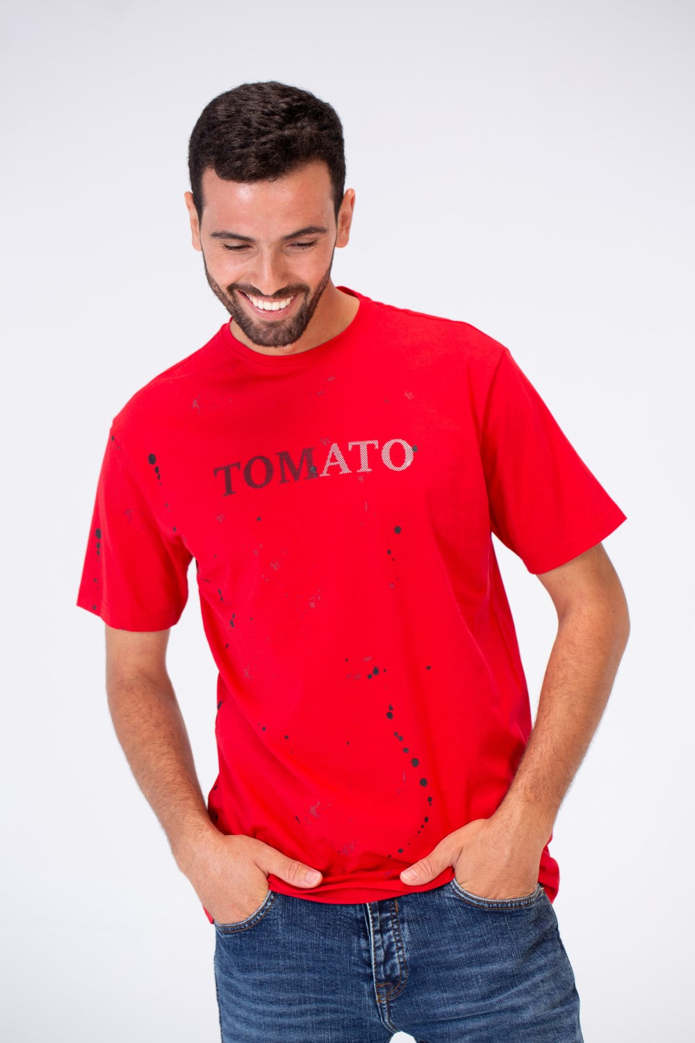 Mens Round Print Slim Fit Casual Short Sleeve T-Shirt