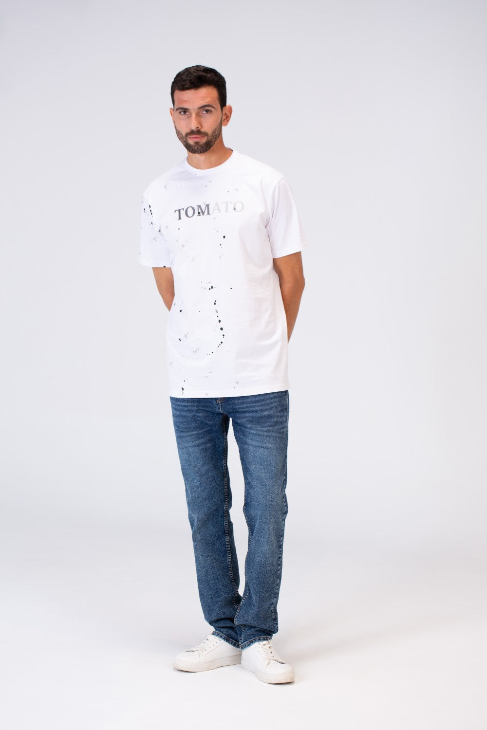 Mens Round Print Slim Fit Casual Short Sleeve T-Shirt