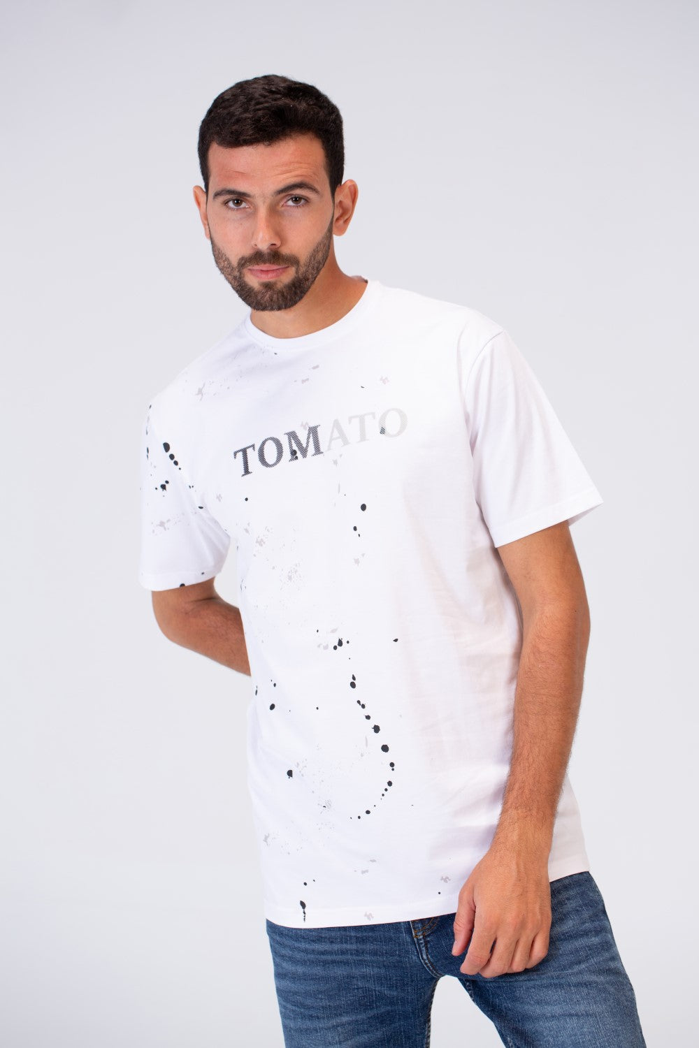Mens Round Print Slim Fit Casual Short Sleeve T-Shirt