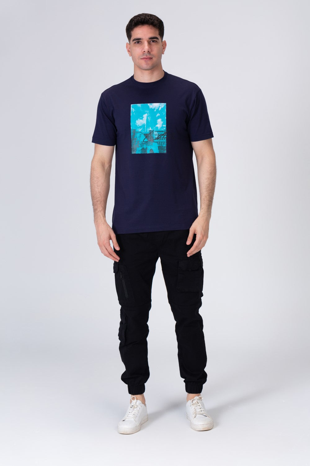 Mens Half Sleeve Printed On The Front Regular Fit T-shirt
