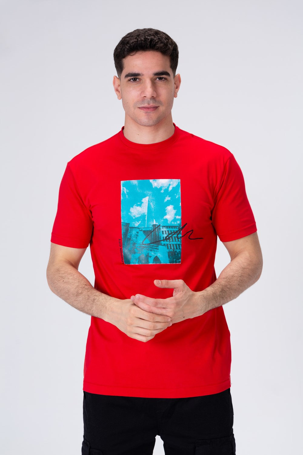 Mens Half Sleeve Printed On The Front Regular Fit T-shirt