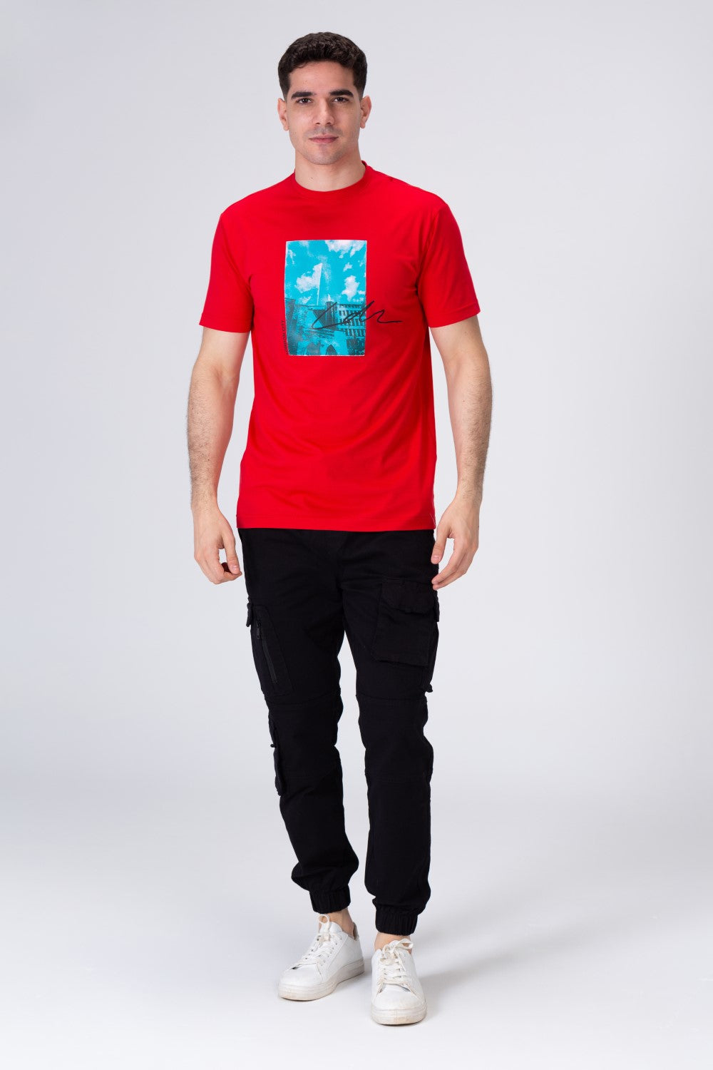 Mens Half Sleeve Printed On The Front Regular Fit T-shirt