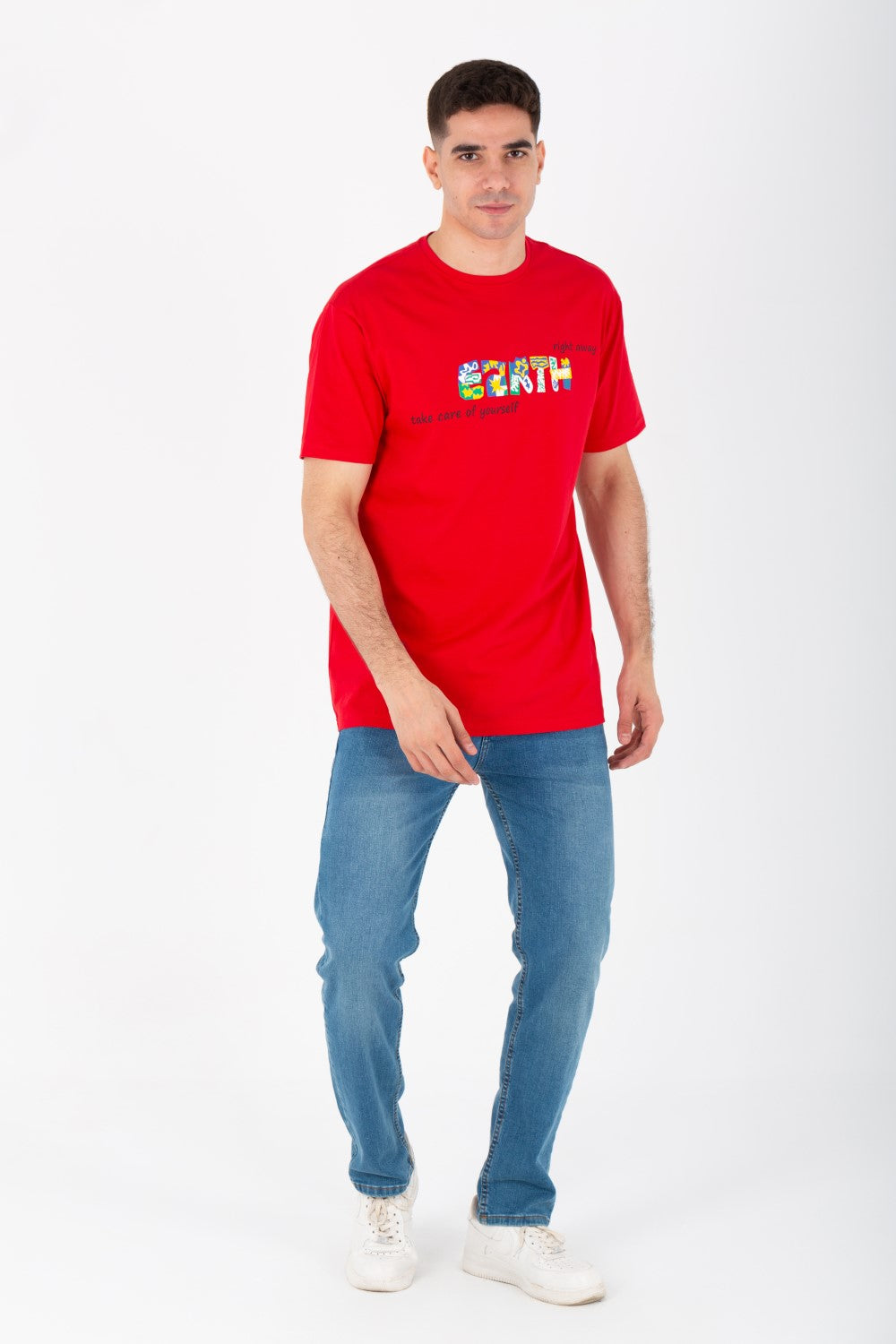 Men's Slim Fit T-shirt With A Round Neck Made Of Summer Melton Material