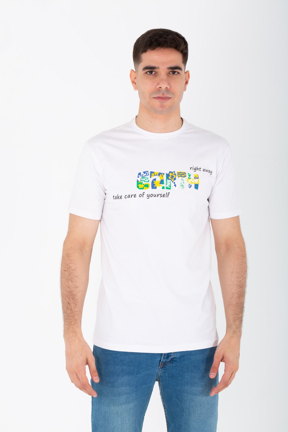 Men's Slim Fit T-shirt With A Round Neck Made Of Summer Melton Material