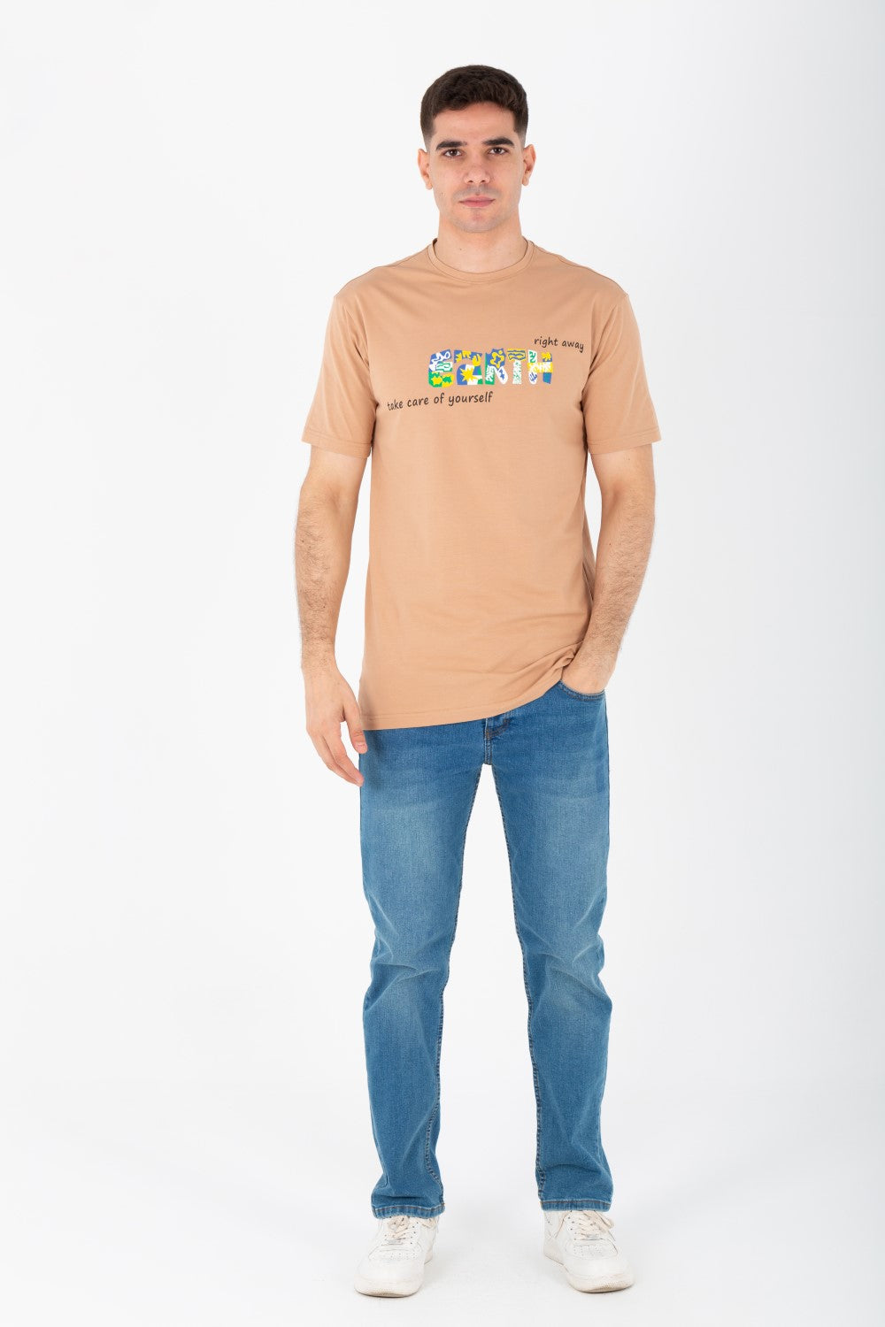 Men's Slim Fit T-shirt With A Round Neck Made Of Summer Melton Material