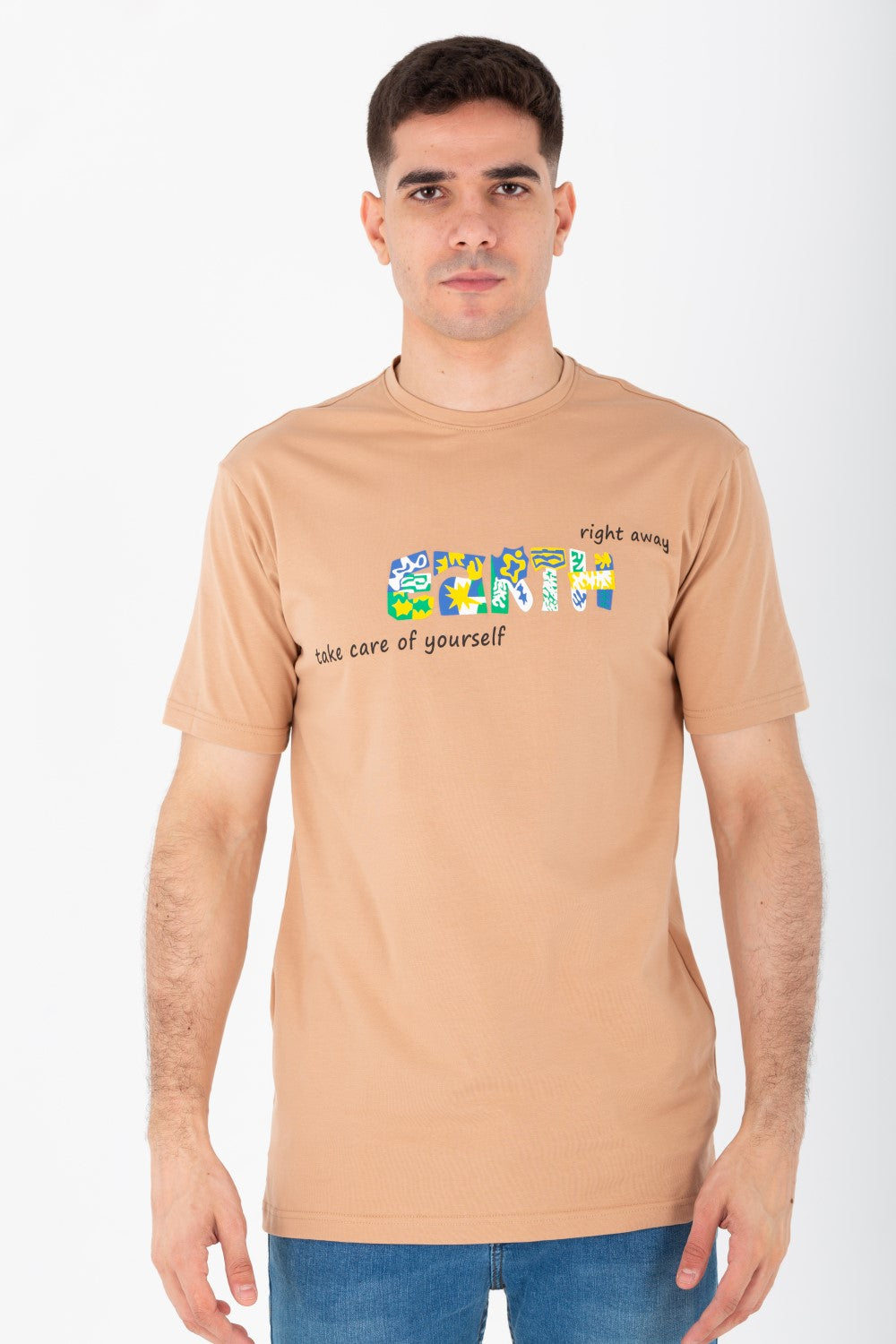 Men's Slim Fit T-shirt With A Round Neck Made Of Summer Melton Material