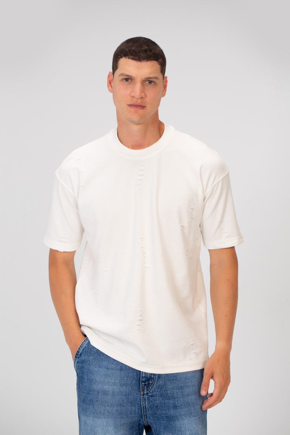 Men's Cutting Regular Fit Round Neck Short Sleeves T-shirt In Basic Colors