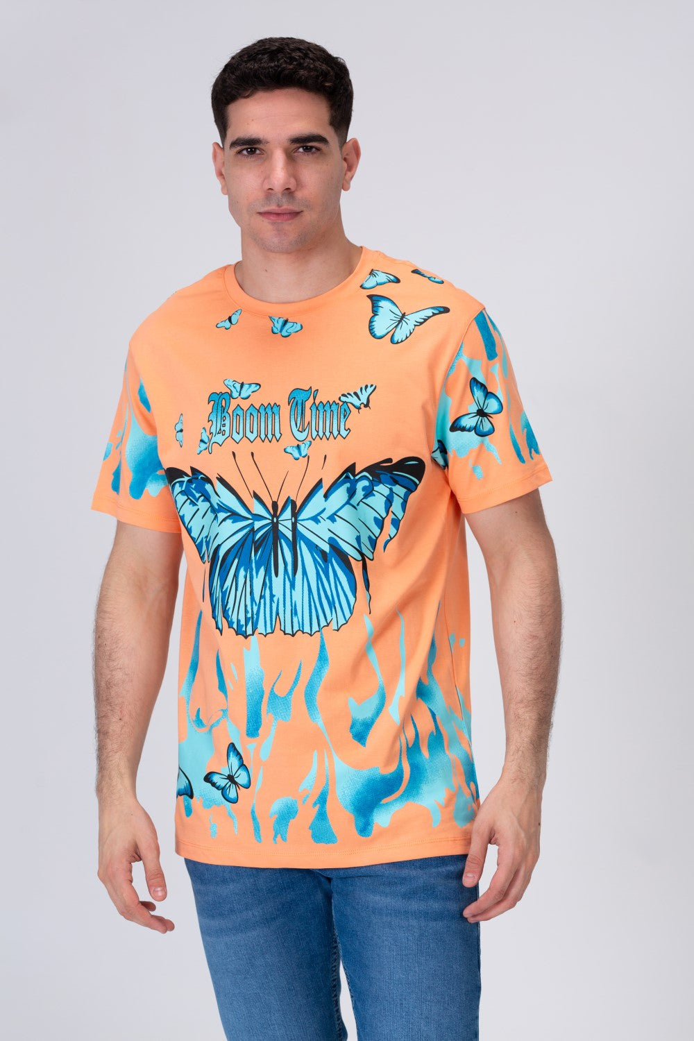 Mens Half Sleeves T-shirt With Butterfly Print