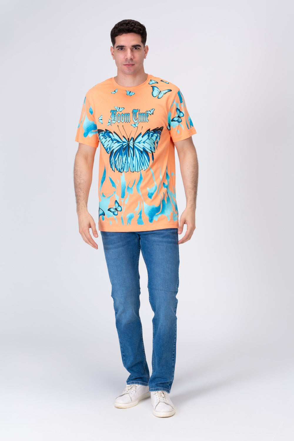 Mens Half Sleeves T-shirt With Butterfly Print