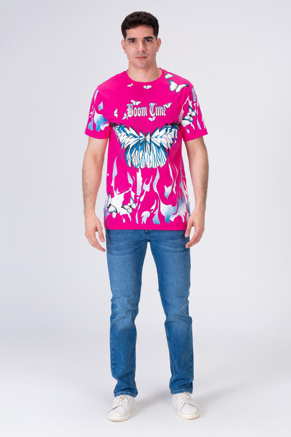 Mens Half Sleeves T-shirt With Butterfly Print