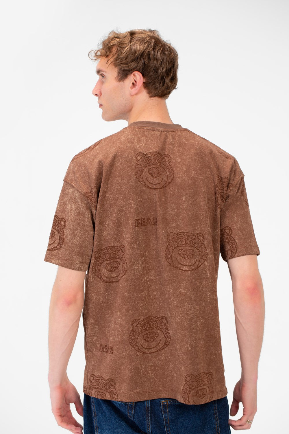 Men's Bear Print Short Sleeves Regular Fit T-shirt