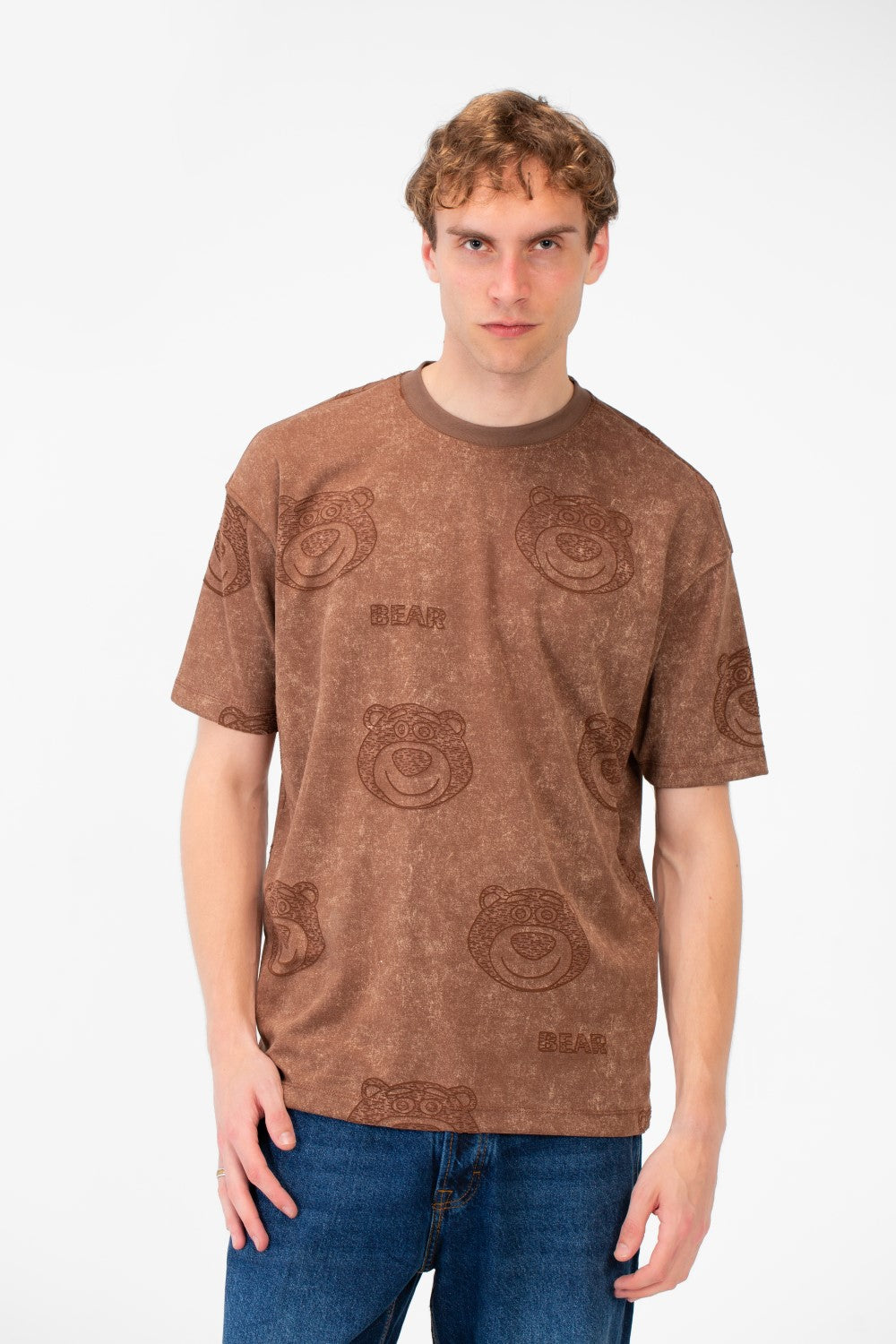 Men's Bear Print Short Sleeves Regular Fit T-shirt