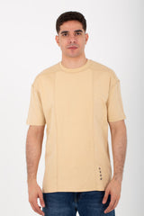 Mens Round Half Sleeve T-shirt With Stars Print On The Front And A Unique Cut