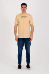 Mens Half Sleeve T-shirt With Distinctive Cuts And Front Print