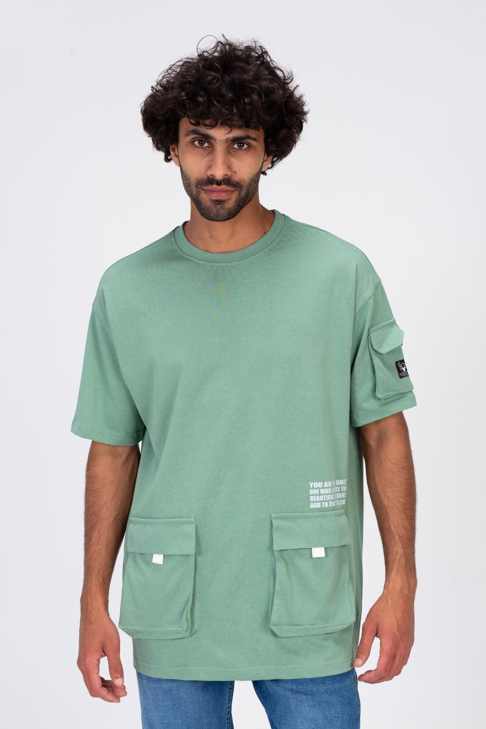 Mens T-shirt With Two Pockets On The Front And One On The Side Made Of Comfortable And Ppractical Material