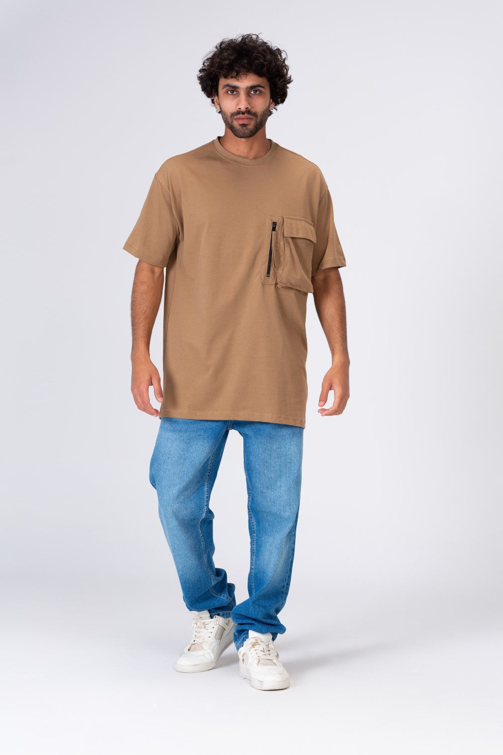 Mens Half Sleeve T-shirt Made Of Soft Cotton With A Zipper Pocket On The Front