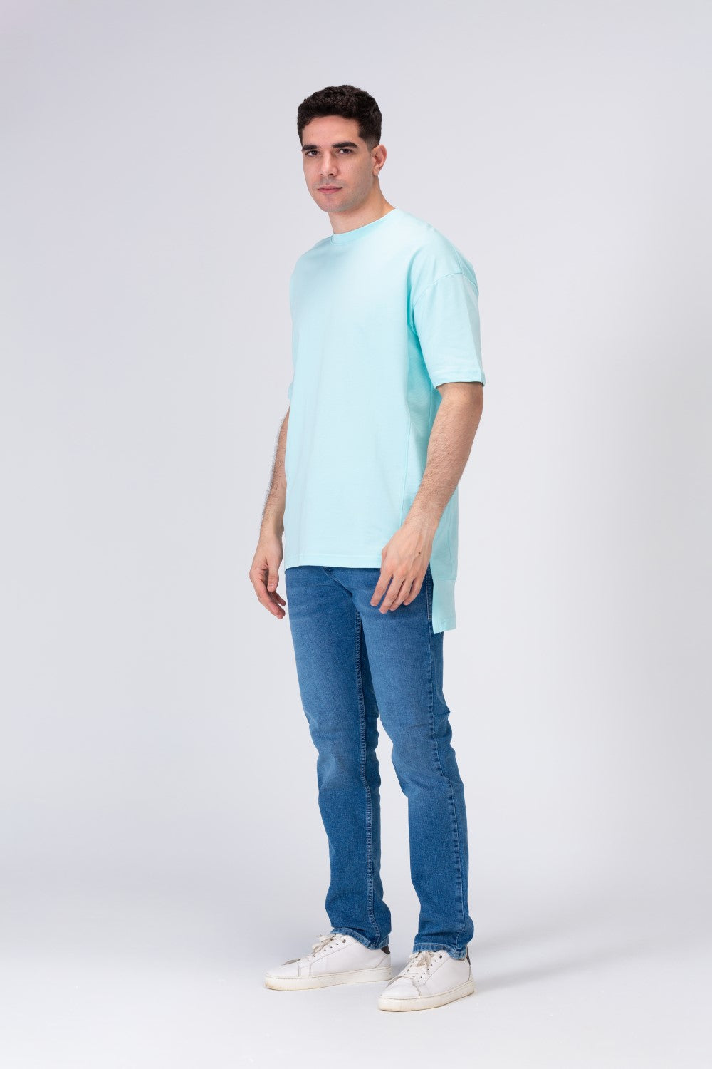 Mens Basic Plain Long Back T-shirt With A Unique Modern Cut