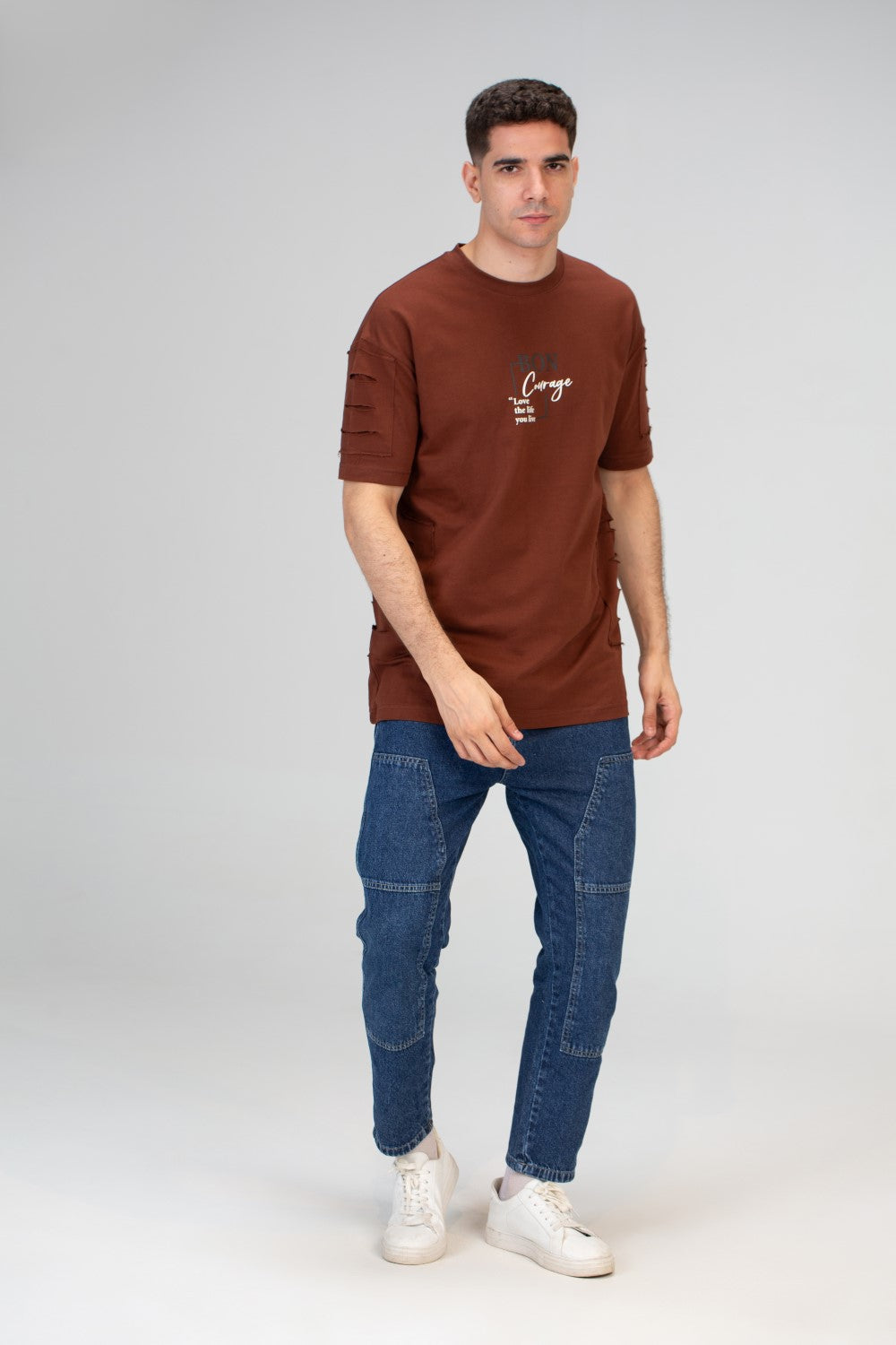 Mens Oversize Short Sleeves T-shirt With Round Neck And Milton Material