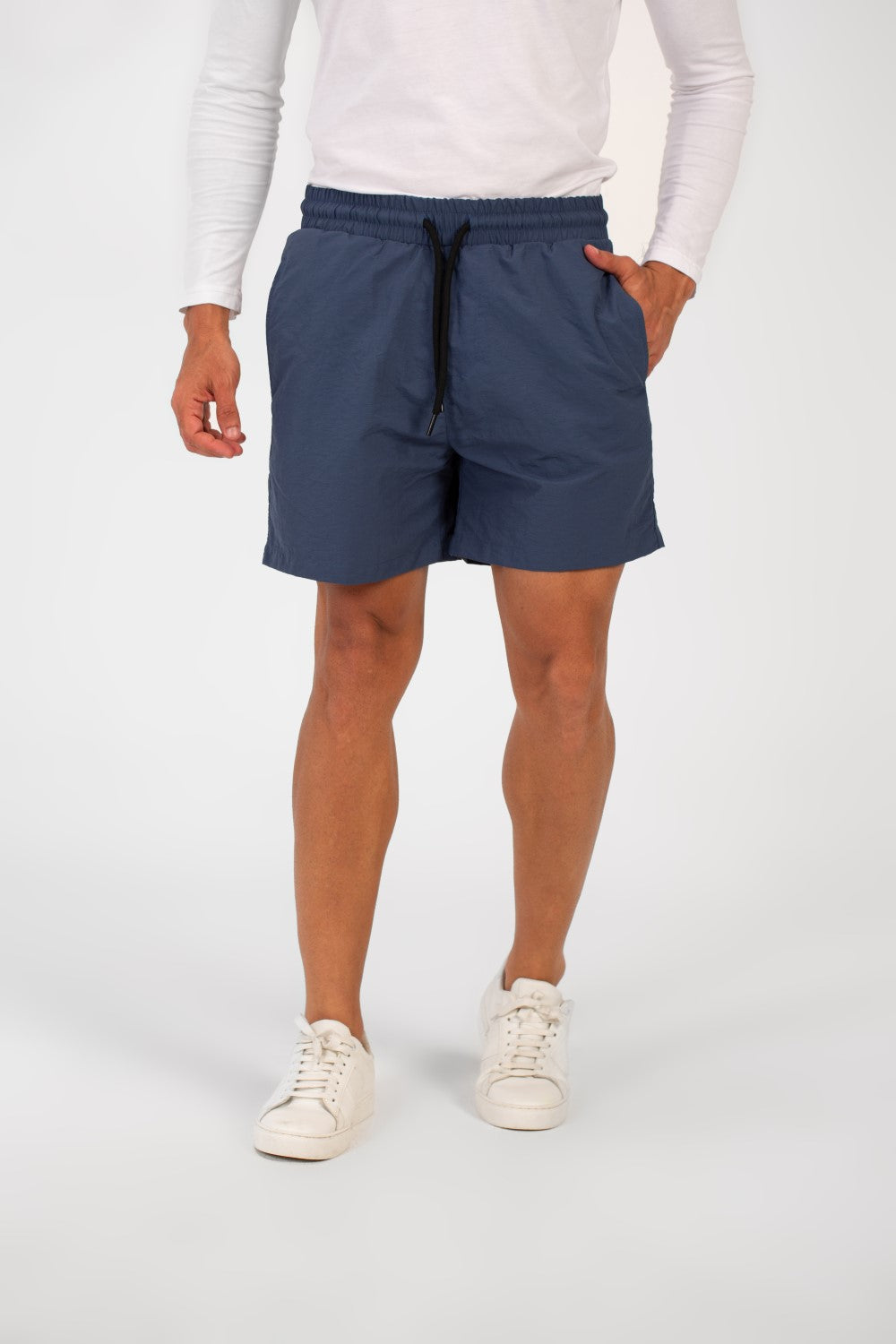 Men's Basic Plain Waterproof Swim Short With Drawstring And Pockets
