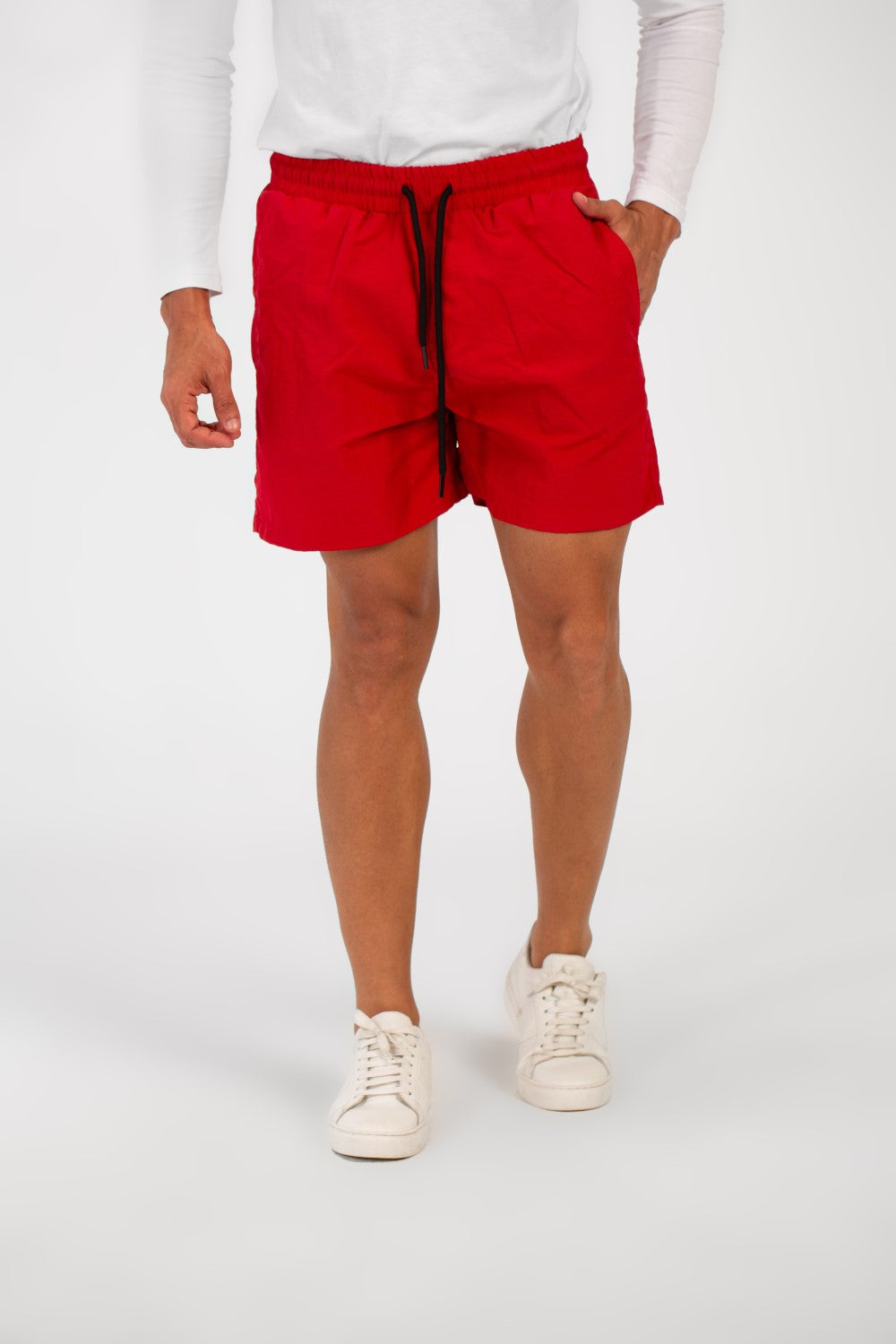 Men's Basic Plain Waterproof Swim Short With Drawstring And Pockets