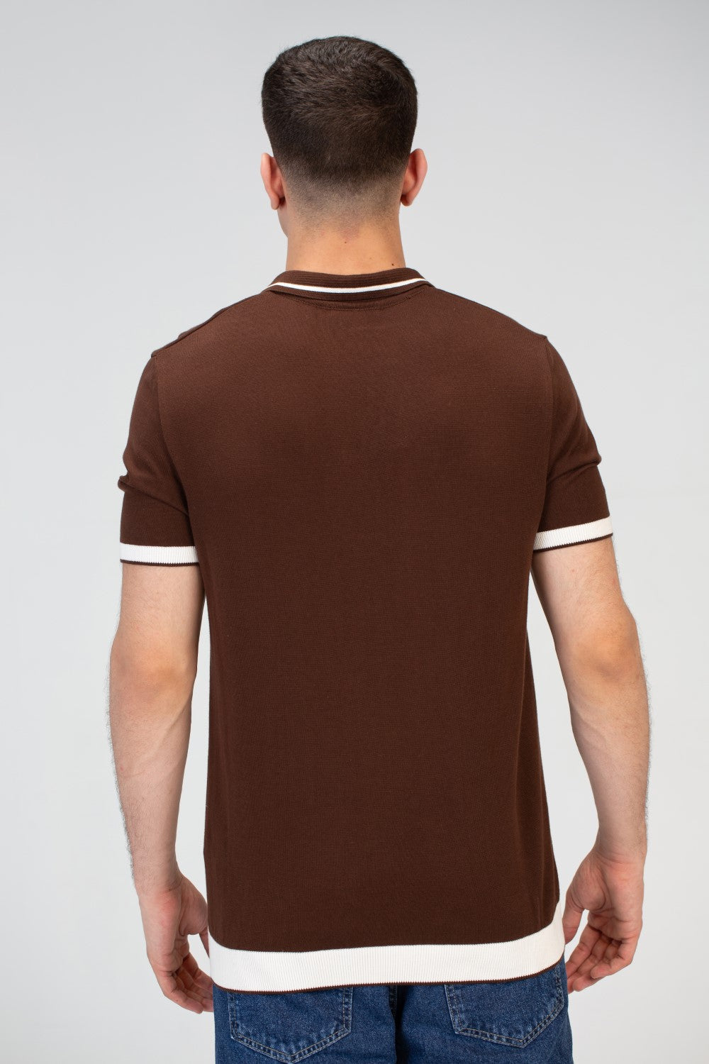 Mens Slim Fit Polo Trico T-Shirt With Zip Up Collar And Short Sleeves