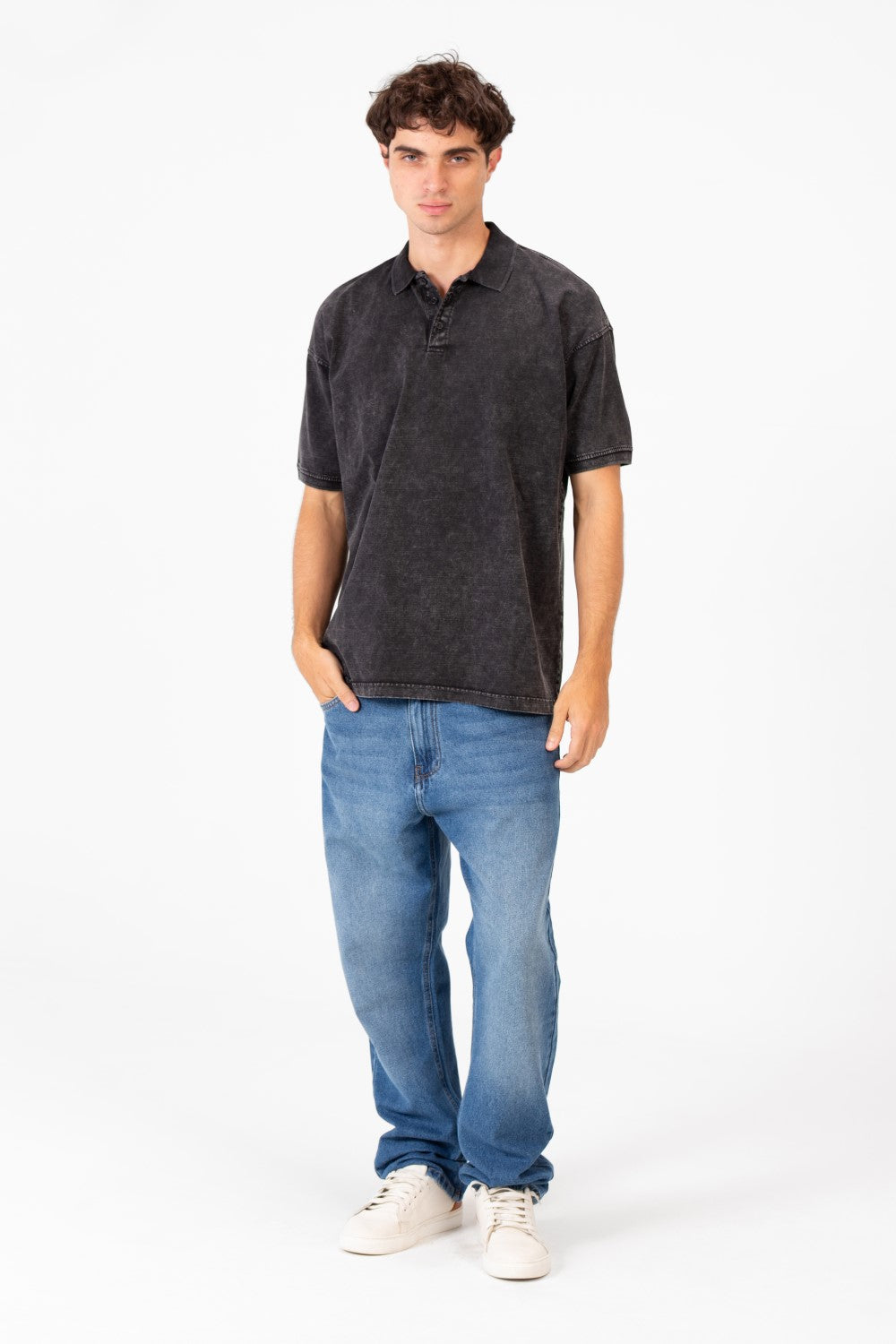 Men's Regular Fit Polo T-Shirt With Front Half Buttons And Short Sleeves