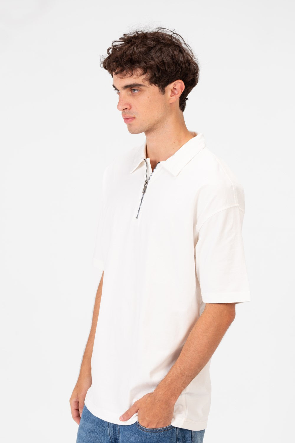 Men's Basic Regular Fit Polo T-Shirt With Half Front Zip And Short Sleeves