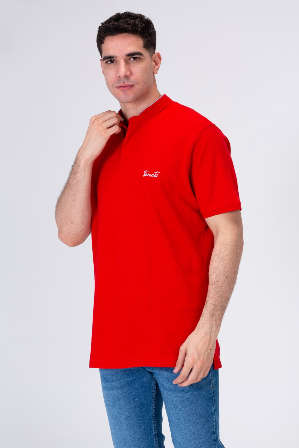 Men's Polo Regular Fit Half Sleeves T-shirt  With Tomato Badge Print