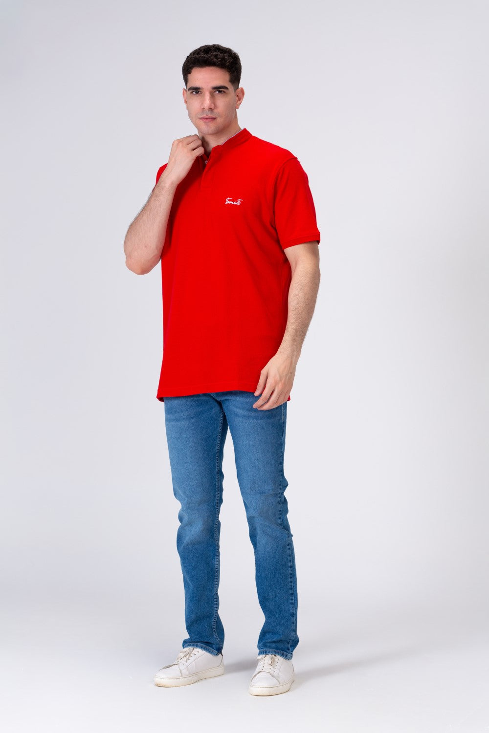Men's Polo Regular Fit Half Sleeves T-shirt  With Tomato Badge Print