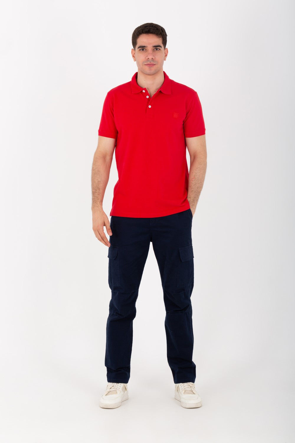 Mens Slim Fit Polo T-Shirt With Short Sleeves And Badge Tomato On The Front