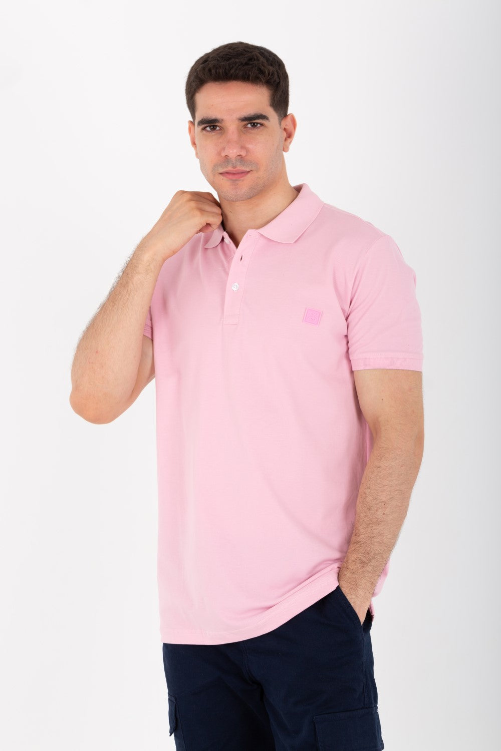 Mens Slim Fit Polo T-Shirt With Short Sleeves And Badge Tomato On The Front