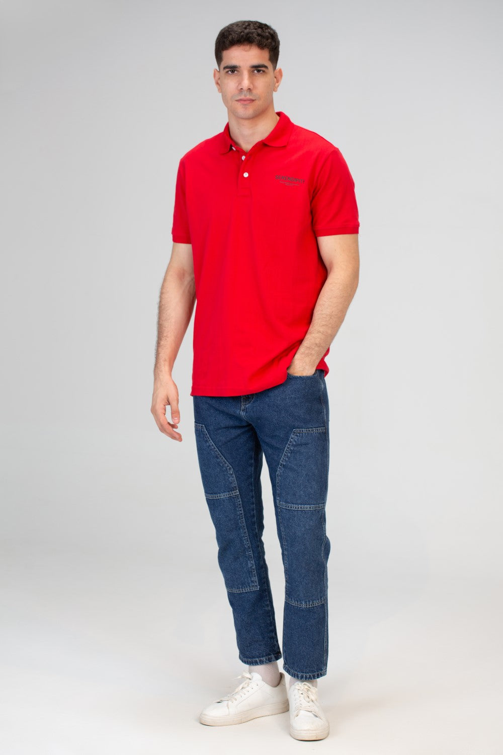 Mens Slim Fit Polo T-shirt With Half Sleeves And Back Print