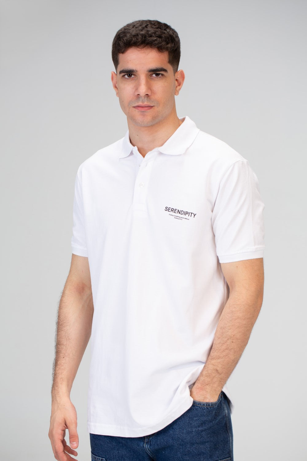 Mens Slim Fit Polo T-shirt With Half Sleeves And Back Print