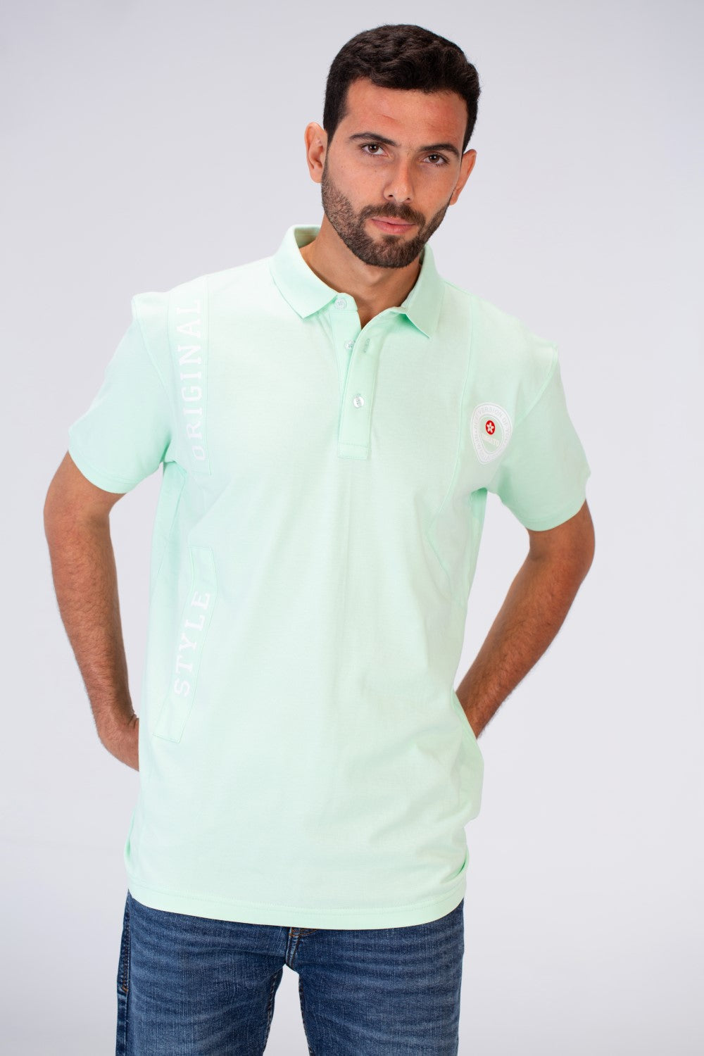 Mens Slim Fit Half Sleeve Polo T-shirt With Tomato Print On The Front