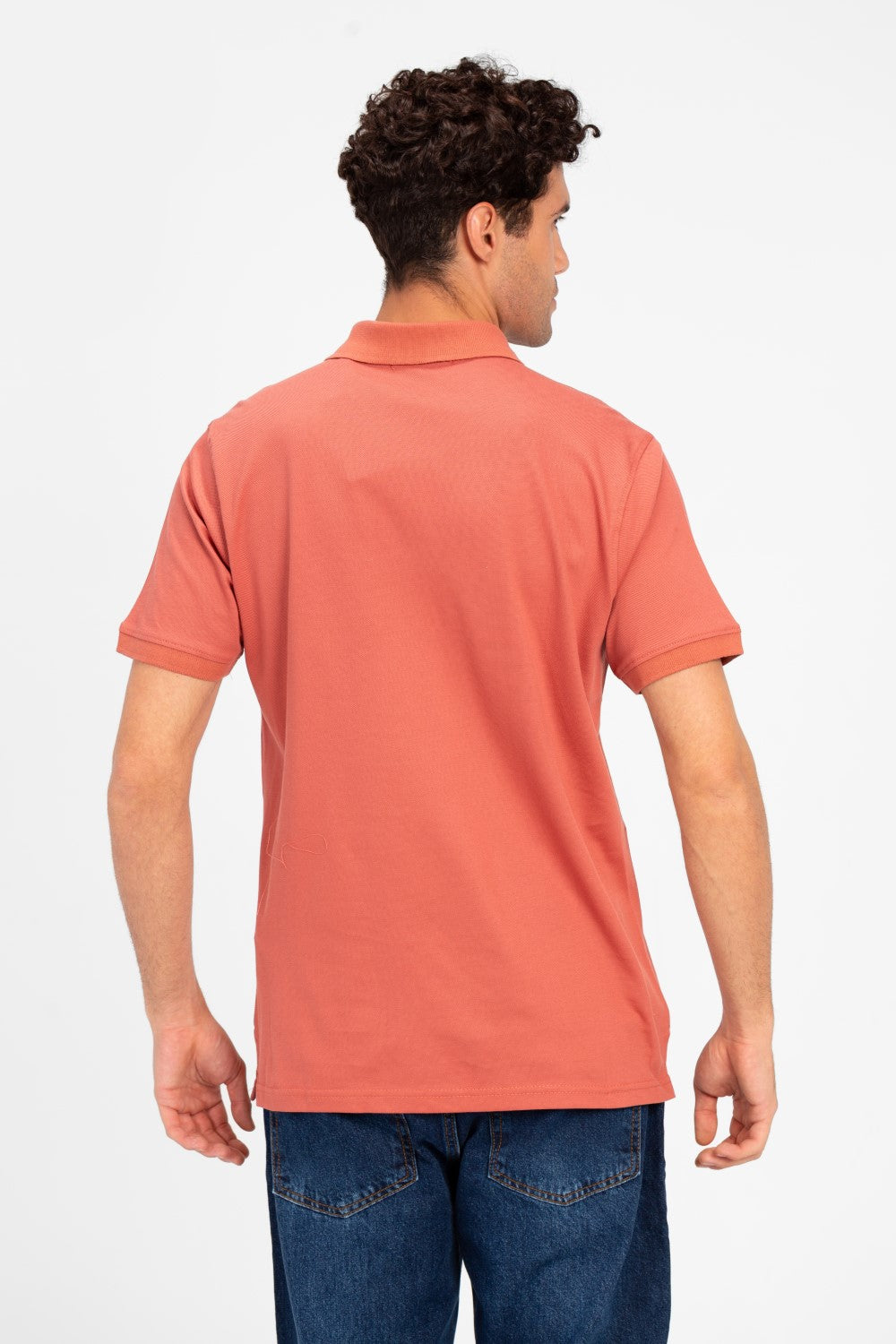 Men's Tomato Slim Fit Half Button Polo T-Shirt