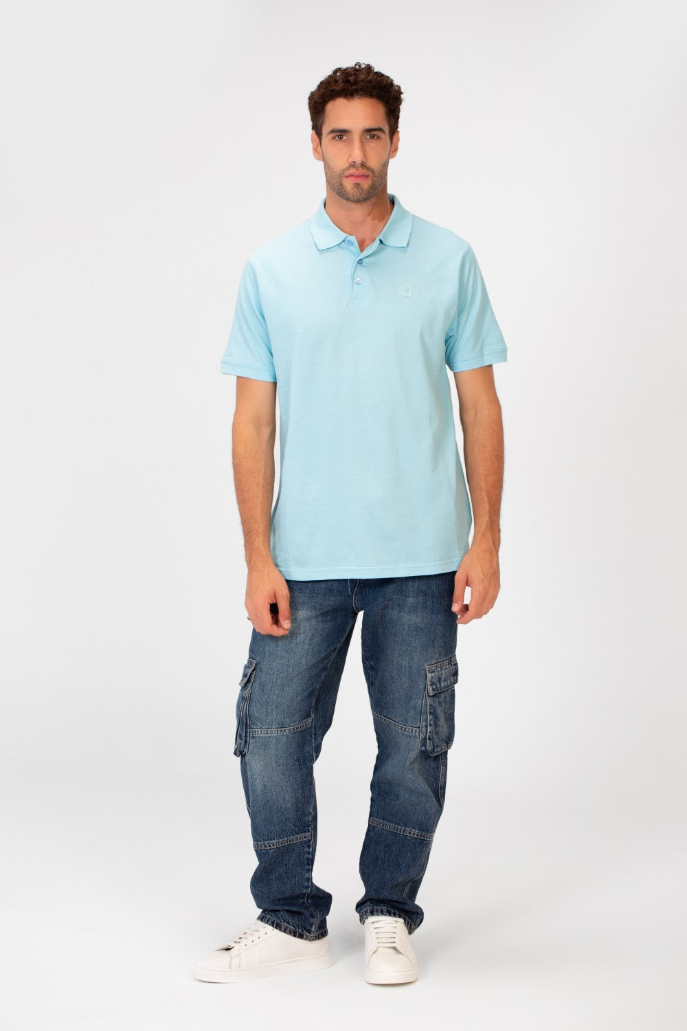 Men's Tomato Slim Fit Half Button Polo T-Shirt