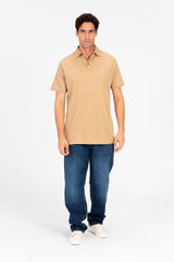 Men's Slim Fit Half Button Polo T-Shirt