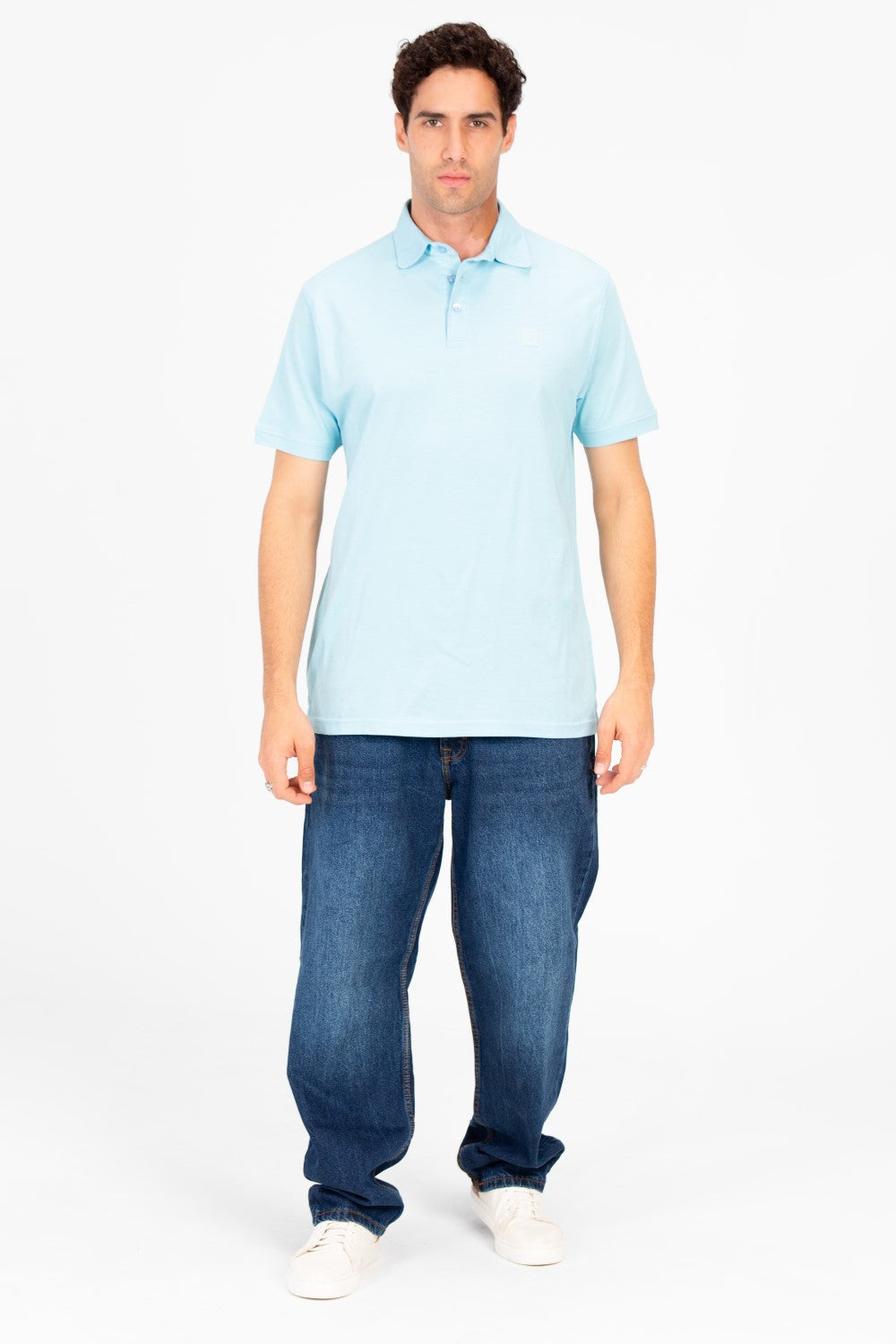 Men's Slim Fit Half Button Polo T-Shirt