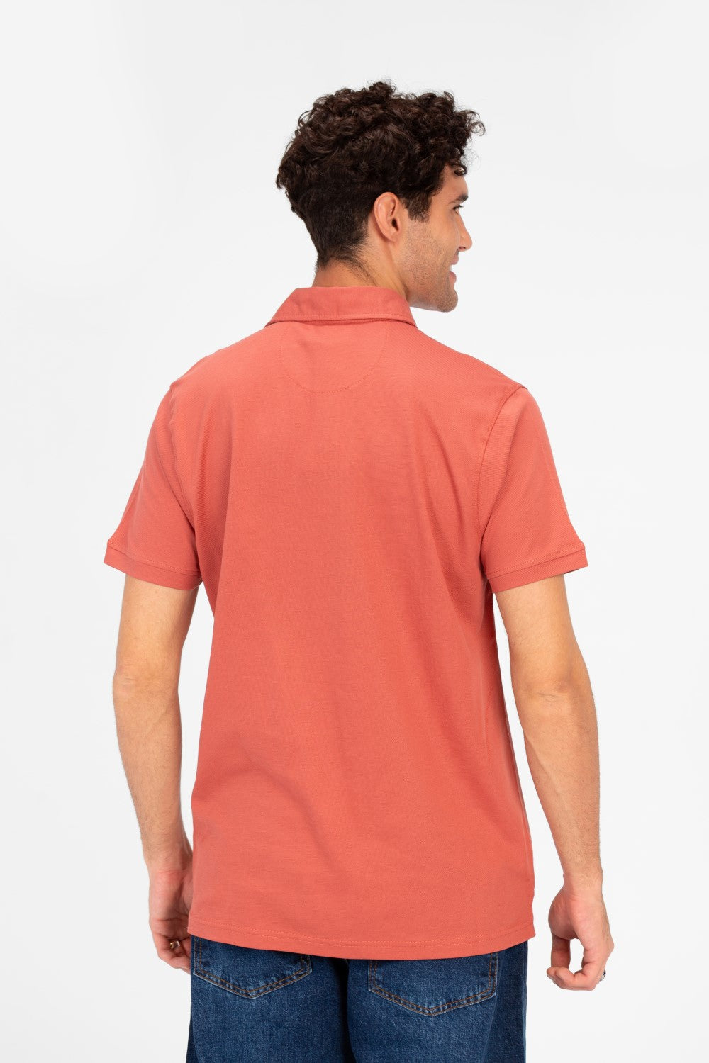 Men's Slim Fit Half Button Polo T-Shirt