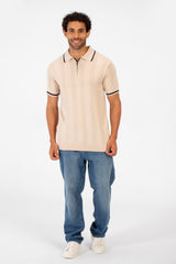 Men's Half Zip Polo Collar High Quality Breathable Fabric Half Sleeve T-shirt
